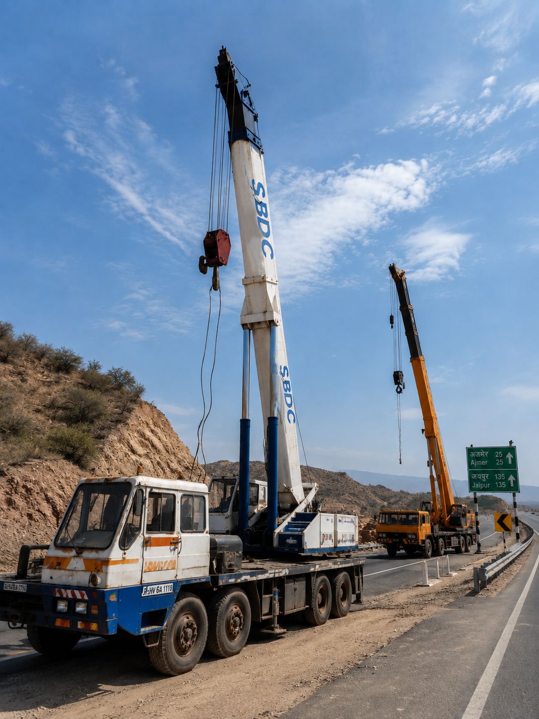 Crane on a highway site