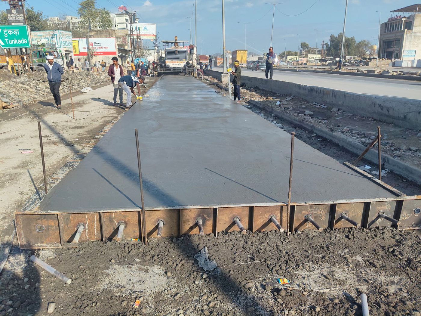 Fresh PQC concrete pavement